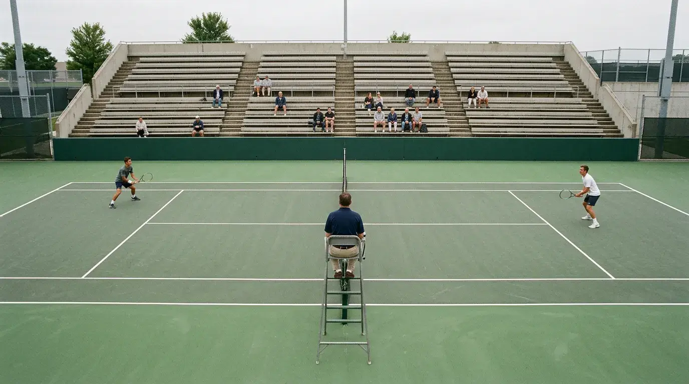 Pista de torneo Challenger con gradas prácticamente vacías