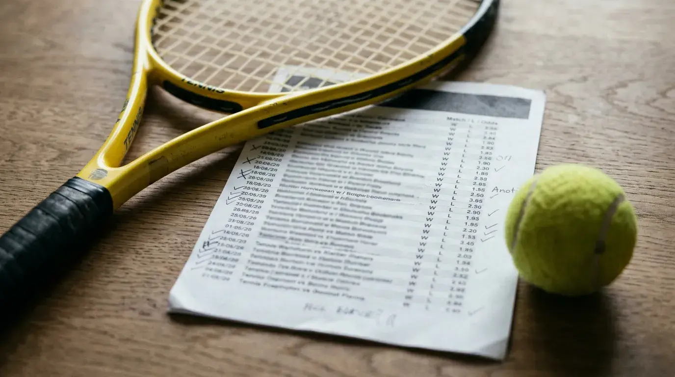 Boleto de apuesta combinada con varios partidos de tenis seleccionados