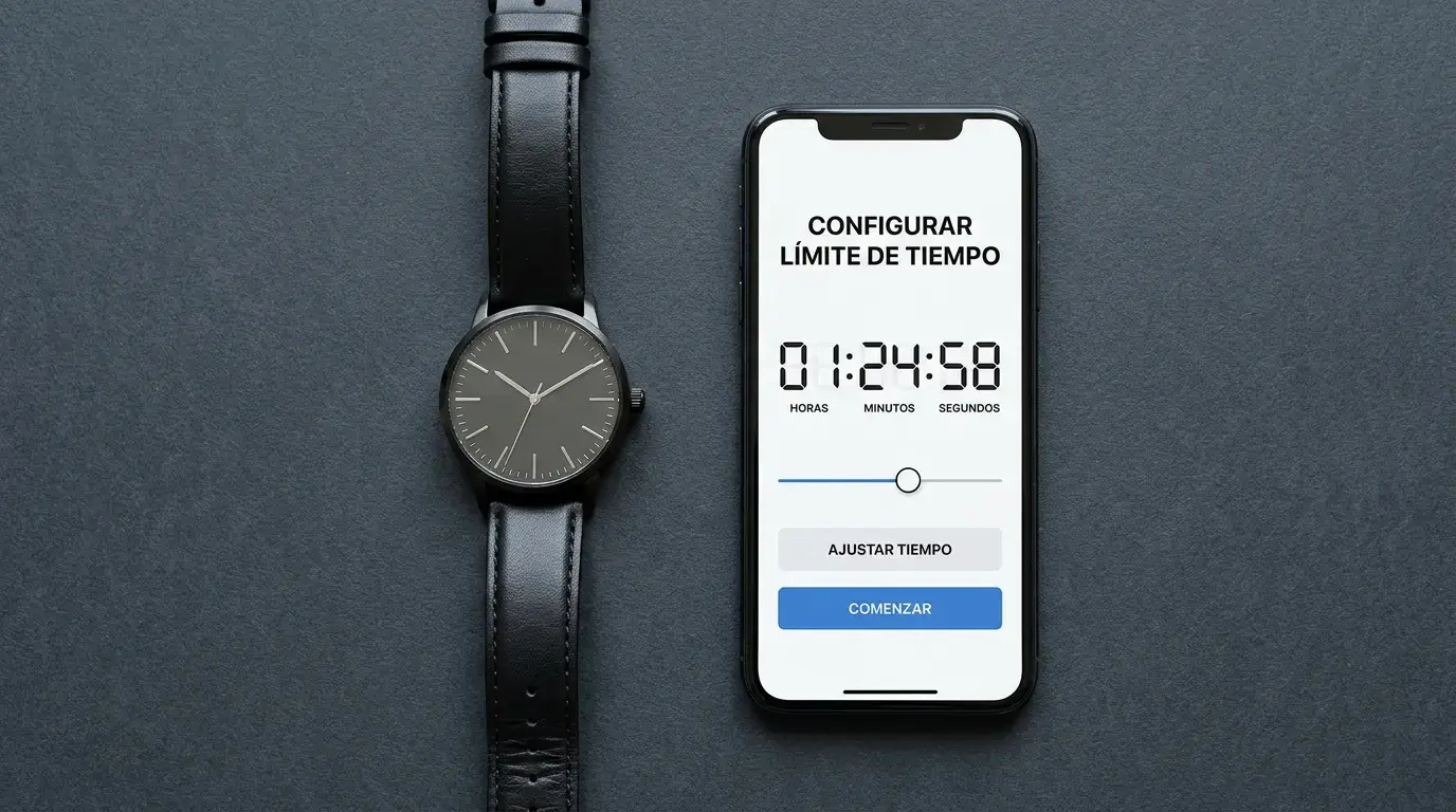 Reloj y teléfono con pantalla de límite de tiempo de juego configurado